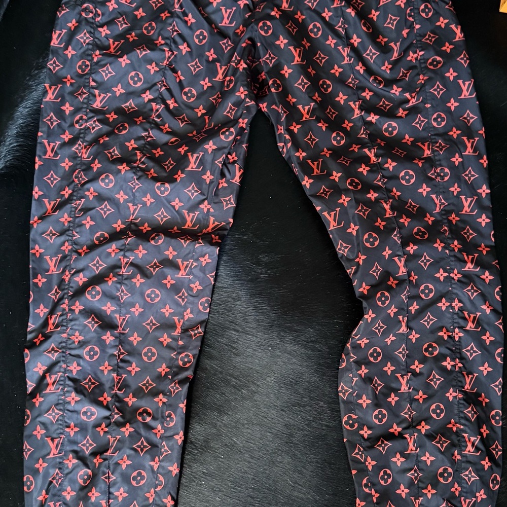 Louis Vuitton Black Pants with Red Monogram